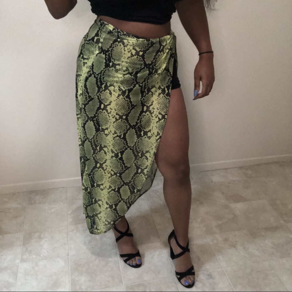 Neon and Black Snake Print Skirt
